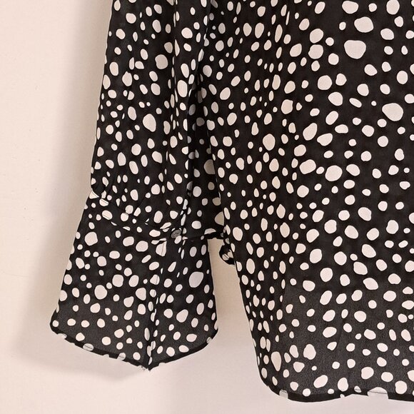 Ann Taylor Factory White Polka Dot Long Sleeve Blouse NWT Misses Size Large - Picture 8 of 10